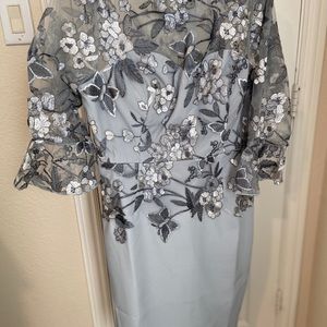 Embroidered Flower Pattern Formal Dress